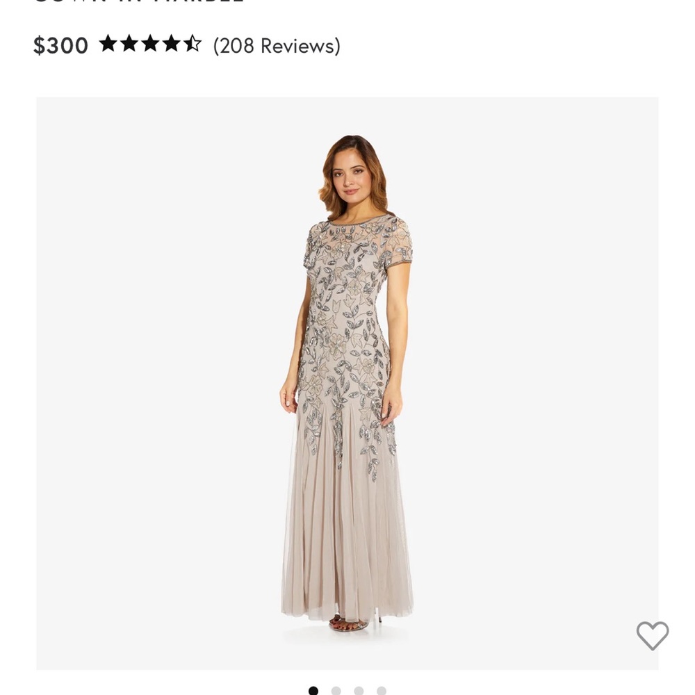 ADRIANNA PAPELL SHORT SLEEVE FLORAL GODET
GOWN IN MARBLE // size 8 NWT